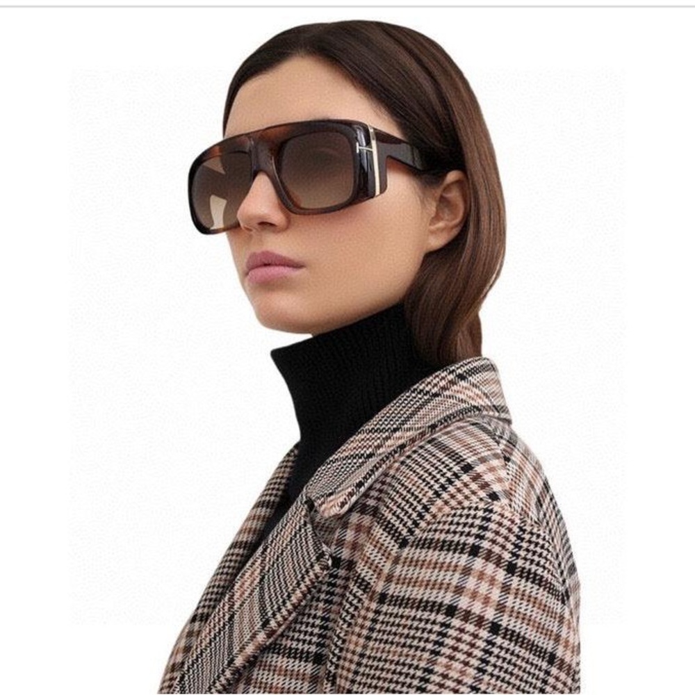 Tom Ford Dark Brown Gradient Oversized Shield Sunglasses